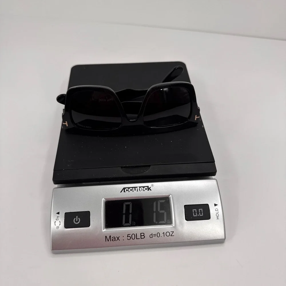 Tom Ford Fausto TF711 01A Black Square Sunglasses Rose‎ Gold T Logo Italy 53mm